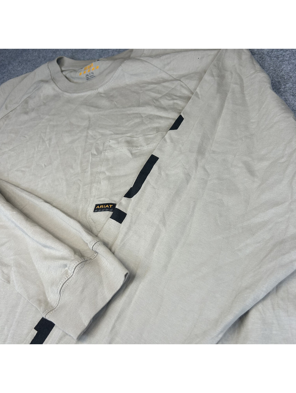 Ariat Rebar Long Sleeve Pocket T Shirt Mens 2XL Tan Work Western Rugged